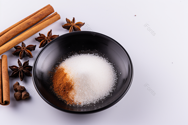 黑色的碗中洁白的盐和辣椒面大料做饭的食材,高清,摄影图,摄影图片,图片大全,摄影图免费下载